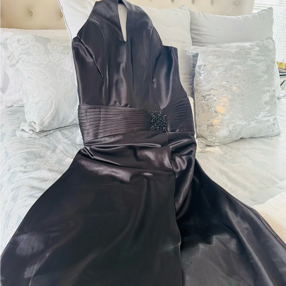 Black Halter Formal Prom Gown - Picture 2 of 12